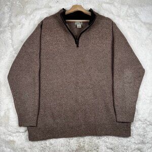 LL Bean Waterfowl Sweater Men's XXL Tall Sable Tan Merino Lambs Wool 1/4 Zip
